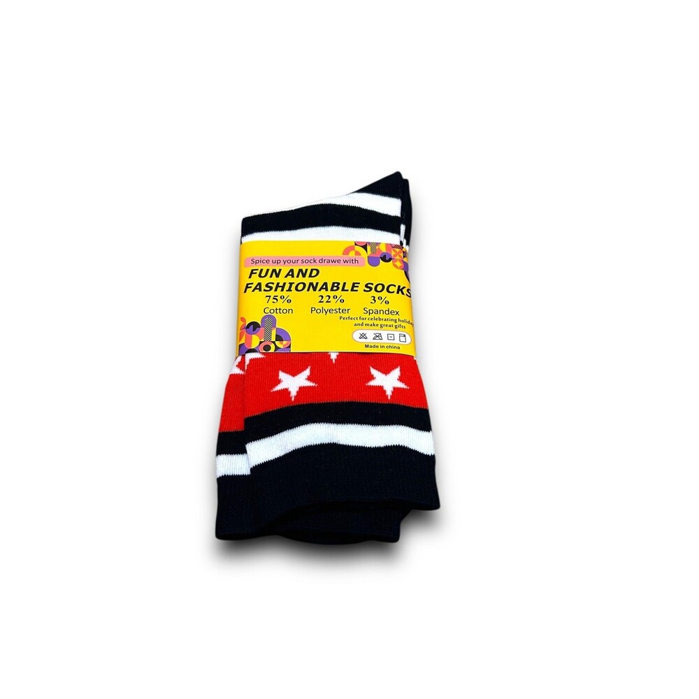 Fun and Fashionable Women's Red "Stars & Stripes" Crew Socks - One Size